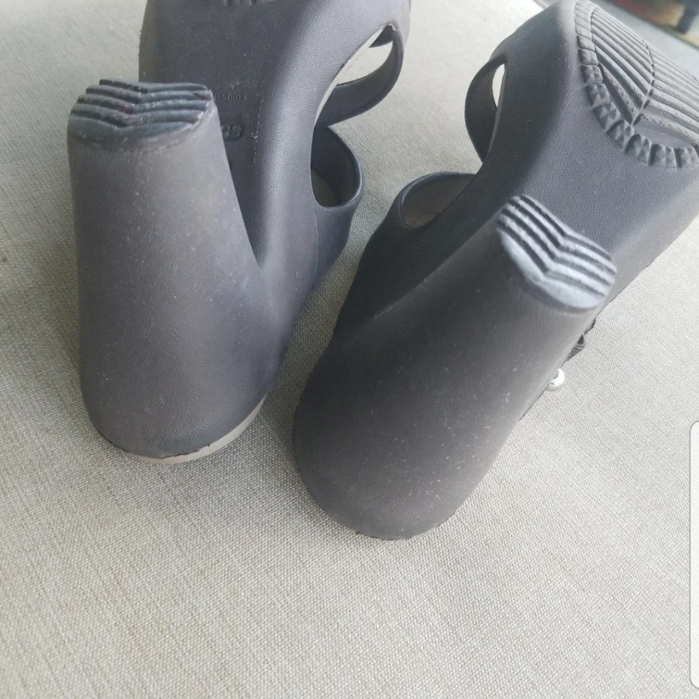 Crocs Sandals Heel Open Peep Casual Comfort Brown Cushion Slip On - Picture 5 of 7